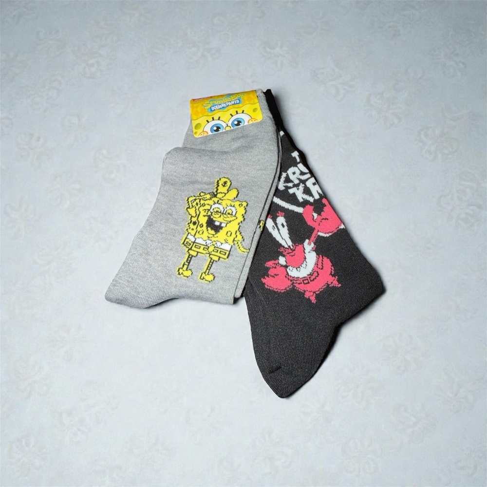 SpongeBob SquarePants Gray and Black Character Socks